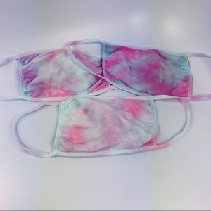 Washable Pink And Blue Cotton Tie Dye Face Mask
